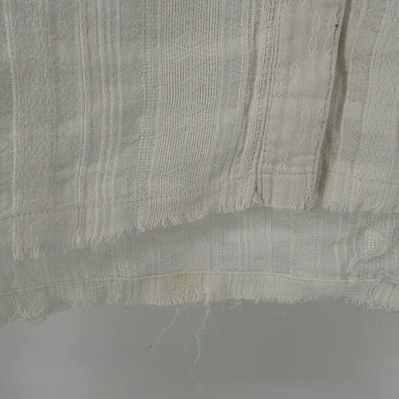 Sundance Shirt White Boxy Button Up Relaxed Size M Boho Raw Hem Beach Cotton Top - Picture 6 of 7